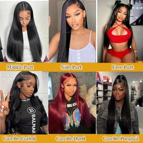13x6 Lace Front Wigs Human Hair 200 Density 24 Inch Straight Wig - image 5