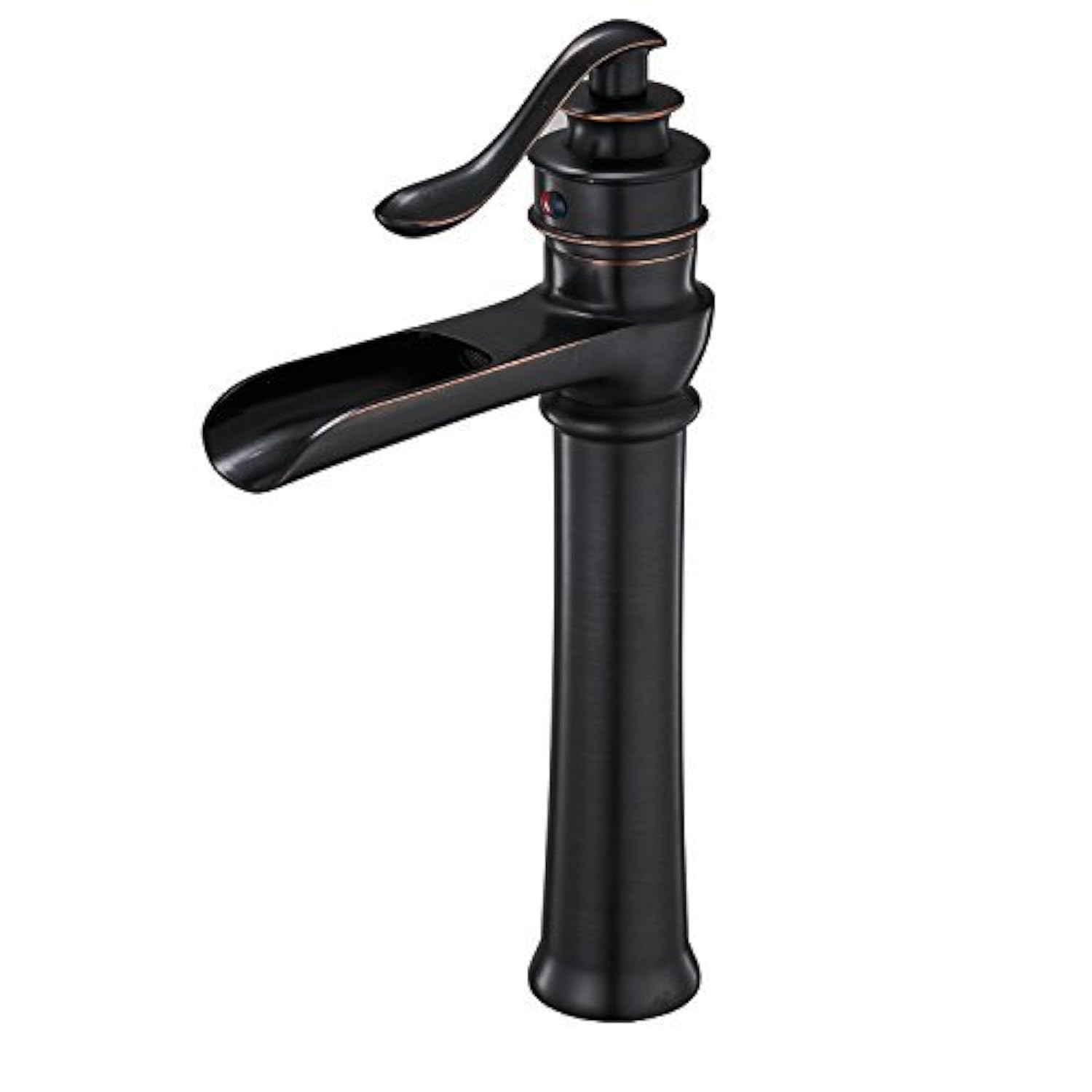BWE Bathroom Sink Faucet Waterfall Vessel Sink Faucet Singe Hole Oil Rubbed Bronze Black Country Farmhouse Handle Supply Line Lavatory Tall Rv Rustic Bath Basin Vanity
