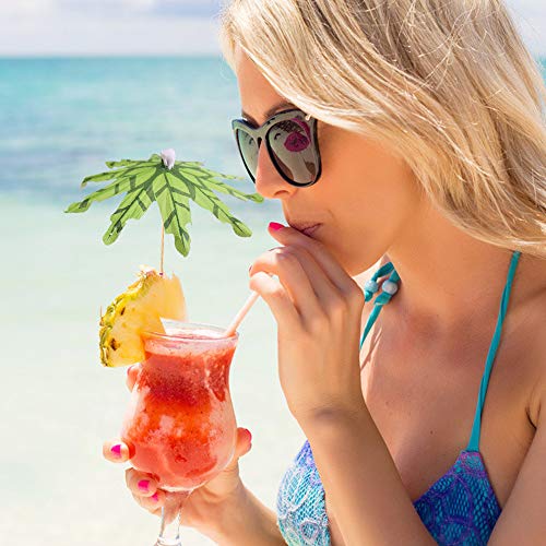 Danzix 30 Pcs Tropical Coconut Palm Tree Umbrella Sticks And 100 Pcs Bamboo Knotted Picks Used For Cocktail Drinks Cupcake And Other Party Supplies #TOP7