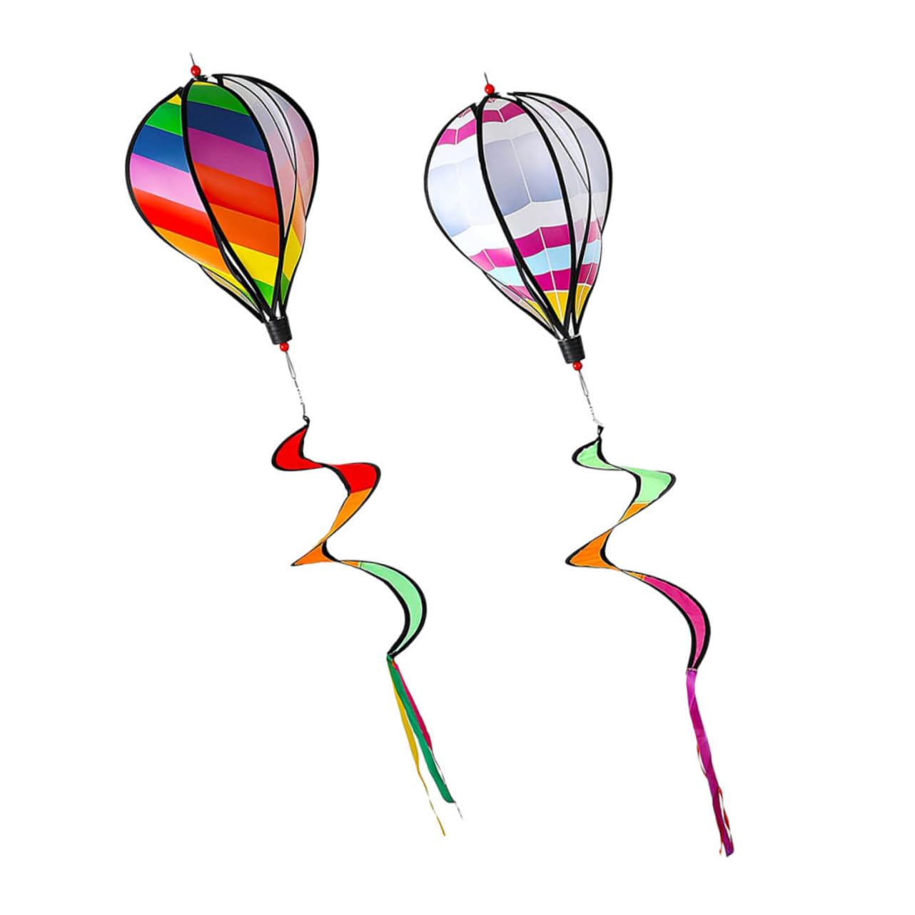 BESPORTBLE 2Pcs Hot Air Balloon Wind Spinners Durable Hanging Garden Decor for Parties Yards and Outdoor Celebrations Eye Catching Spiral Design for Festive Atmosphere
