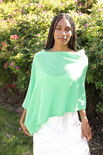 Cashmere -100% Cashmere Draped Dress Topper Poncho (Kelly/Green)4