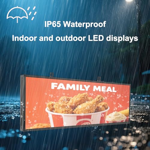 Image of P6 ‌Programmable Scrolling LED Sign 40 inchx17 inch, IP65 Waterproof Programmable Digital Sign, Supports Text /Image /Video for Restaurants & Retail Stores