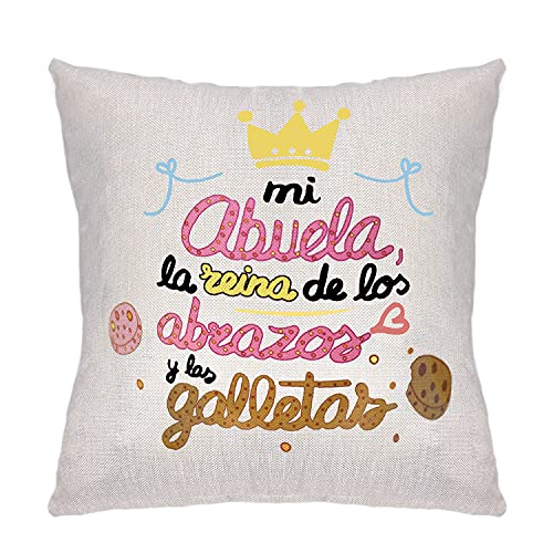 ZCHXD Regalo de Abuela Funda de cojín Colorida Funda de Almohada de Lino de 45x45 cojín Decorativo para Silla de Sala de Estar Coche para Abuela (Estilo 3) Cover