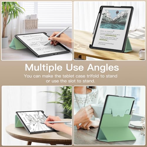 Image of MoKo Stand Case for 11 inch Kindle Scribe (3rd Generation -2025) & Kindle Scribe Colorsoft (1st Generation 2025) - Premium Leather Trifold Stand Cover with Pen Holder, Auto Sleep /Wake, Agave Green