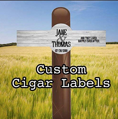 Set of 16 Personalized Cigar Labels - Wedding - Wood - Rustic