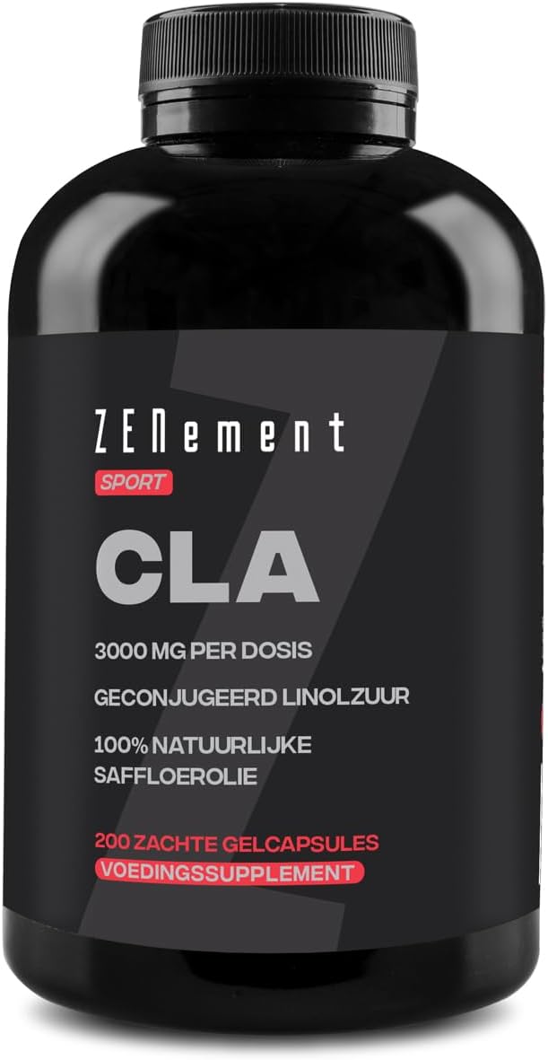 CLA (geconjugeerd linolzuur) 1000 mg 100% natuurlijke saffloerolie, 200 Capsules | Gewichtsverlies, toename van spiermassa | glutenvrij, GGO-vrij | van Zenement
