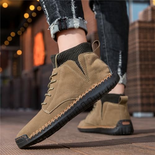 JiuQing Men's Barefoot Boots Suede Hand Stitched Casual Business Booties for Work Office Driving4