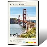 Trendy USA San Francisco Landscape Canvas Posters California Golden Cate Bridge Wall Art America City Travel Prints Painting For Living Room Bedroom Office Wall Decor 12x16in Unframed