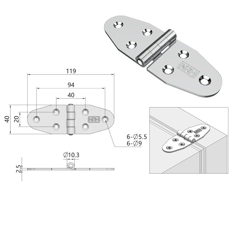 Bisagras para puerta de armario, 2/4/8 piezas, bisagras de acero inoxidable gruesas para gabinete, 4,0 x 11,9 cm, 8 piezas