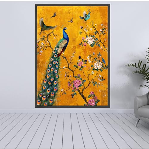Tableau de branche florale artistique avec châssis bois véritable - 3