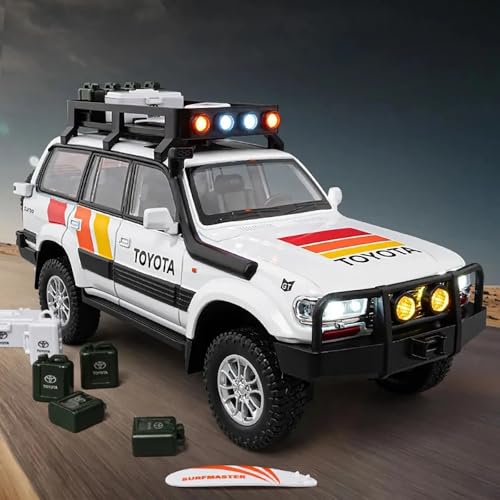 Image of 1:24 Land Cruiser Toy Car for Kids Diecast Metal Car Light Sound Pullback Openable Door Scale Model Cars, Multicolor