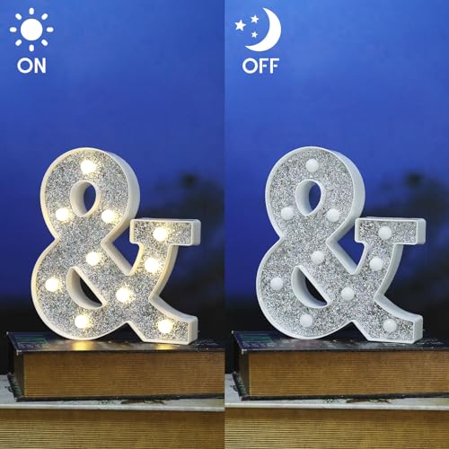 Image of Light Up Letters, Marquee Light Letter for Table Decorations, Glitter Light Up Signs for Prom, Events, or Engagement Party Decor, Featuring Alphabet & Number Lighted Letters, Symbol &