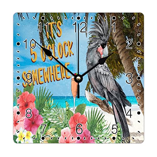 Horloge murale en bois perroquet 30cm déco rustique - 8