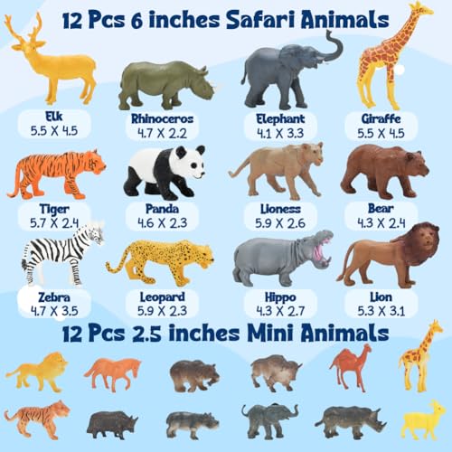 24Pcs Jumbo Safari & Zoo Animals Figures, Realistic Plastic Animal Toys Set for Kids 1 2 3, Lion, Elephant, Perfect for Play, Education, Baby Shower Decor,Party Supplies Cake Topper - Image 3