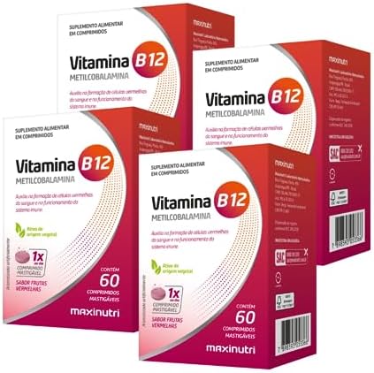 Kit 4 Vitamina B12 Metilcobalamina 60 Capsulas Mastigaveis Maxinu...