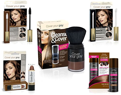 Cover Your Roots - Cover, Cleanse and Refresh: 5 Piece Gray Coverage Set, Dark Brown