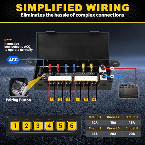 Bumbee 6 Gang Wireless Switch Panel, Multi-Function Toggle Switches, 80A High Power Relay Box with 4 Control Modes & 2 Light Memory, Waterproof Design by Bumbee - Image 5