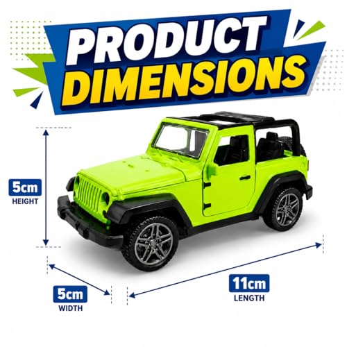Image of Braintastic Model Diecast Car Toy Vehicle Pull Back Friction with Openable Doors Light & Music Toys for Kids Age 3+ Years (Thar Jeep Small Green)