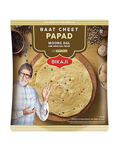 BIKAJI Moong Dal Papad Meduim Spicy /Baat Cheet papad (Medium Spice) 400+400 grm (Pack of 2 pcs)
