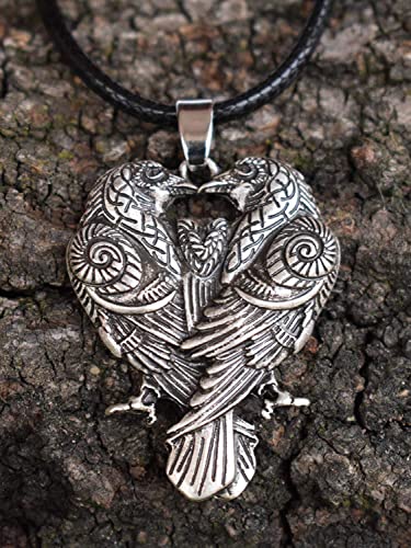 HAQUIL Raven Necklace, Norse Huginn and Muninn Odin Raven Pendant, Viking Jewelry Gift for Men and Women4