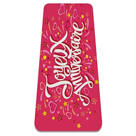 Grattis på födelsedagen på franska Joyeux årsdagen rosa halkfri yogamatta – miljövänlig TPE tjock fitness träningsmattor idealiska för pilates, yoga och många andra hemträningar, 183 x 61 x 0,6 cm