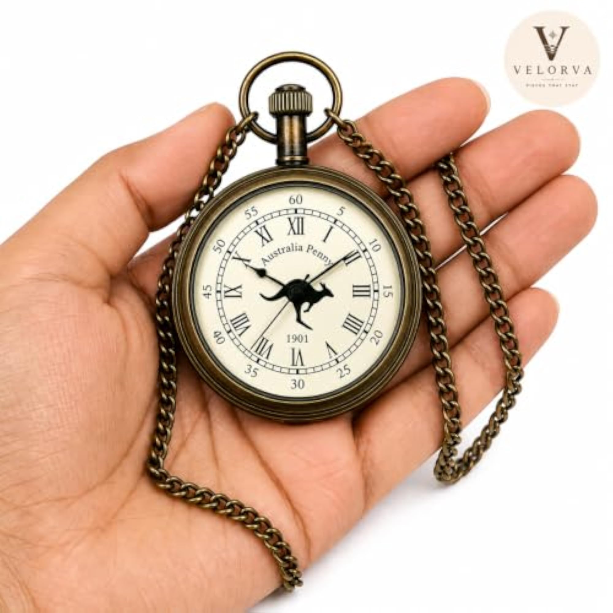 Vintage Australia Penny Pocket Watch with Chain