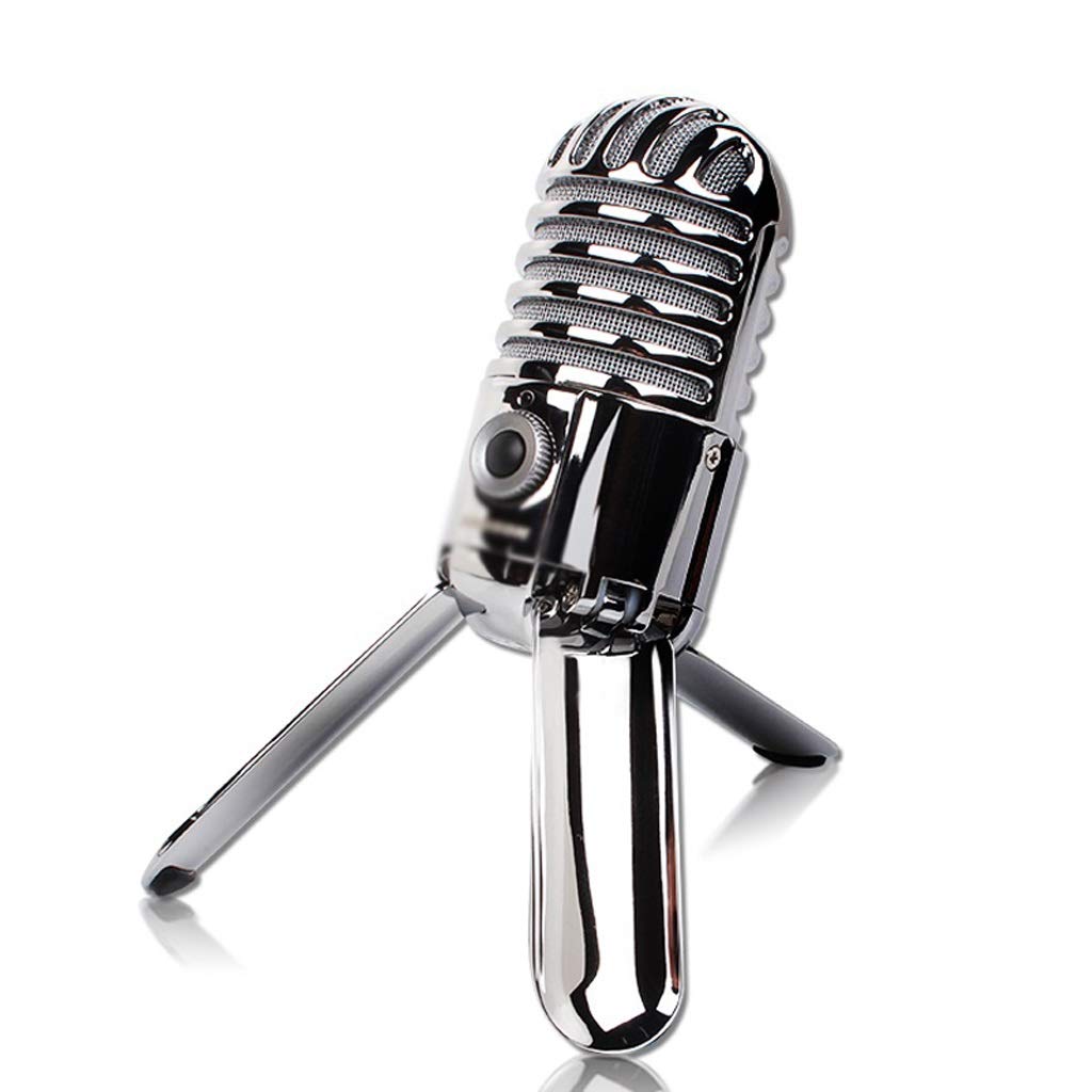 Microphone de studio USB chrome avec pieds pliables et sac de transport