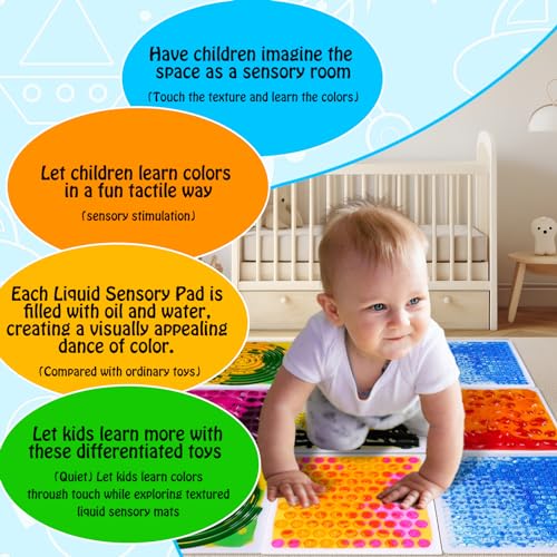 Sensory Floor Lava Tiles: Sensory Liquid Tiles Colorful Liquid Fusion Activity Play Mat, Textured Sensory Lava Tiles for Ages 3 to Adults, 11.8" X 11.8" Set of 4 Square Multicolor