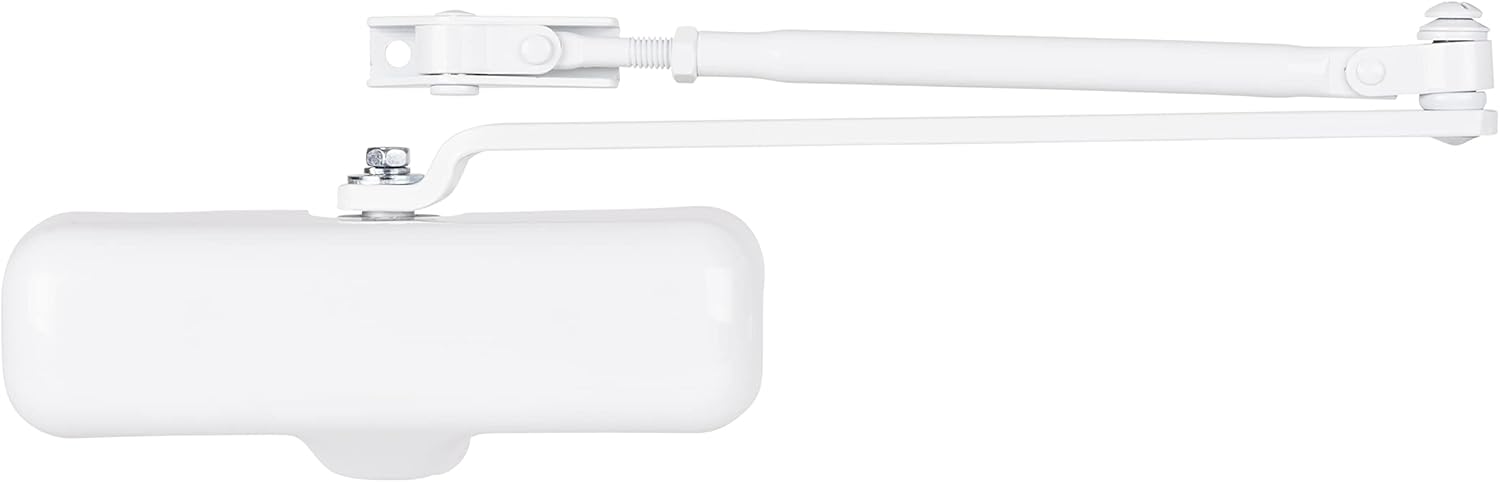 BRINKS Commercial - Heavy Duty Residential Door Closer, White Finish - Size 3 with a 155-Degree Opening Range and Adjustable Closing Speed