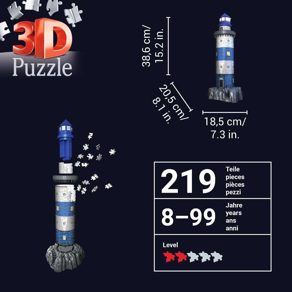Ravensburger Italy- Puzzle 3D Faro-Edizione Speciale Notte, 216 Pezzi, 12577 7
