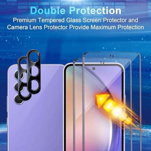 CWQZGUF [4+3 Pack] Screen Protector Compatible with Galaxy A54, 4 Pack Tempered Glass with 3 Pack Camera Lens Protector, High Clarity, Anti-Shatter, Bubble Free - Thumbnail 5