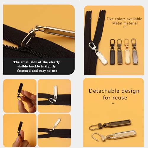 senylanhxy 25pcs Zipper Pull Replacement, Zipper Pullers Detachable Zipper Pull Tab Repair Metal Zipper Handle/Head Cord Extender Mend Fixer Slider for Clothing Backpack Jackets Pants Boots