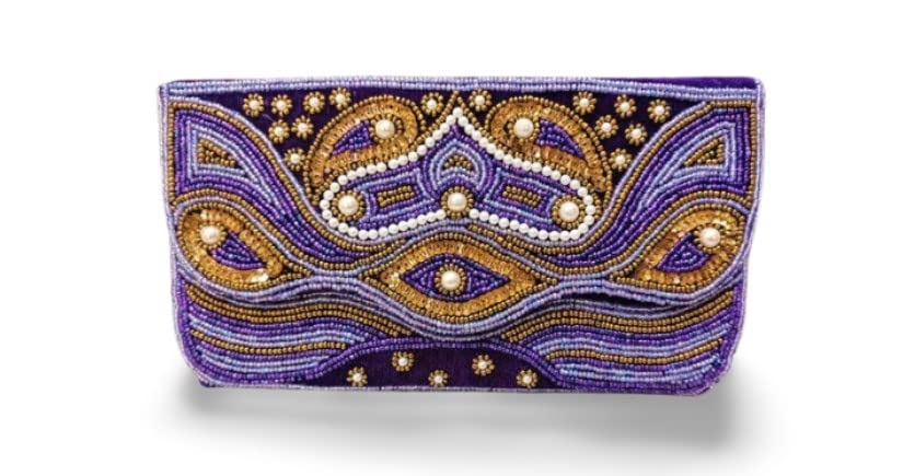 Fashion OVERSEAS Designer beaded clutch purple color in medium size (B0BWR62PHB) Amazon Price History, Amazon Price Tracker