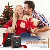Tomylv Wallet - Mens Wallets RFID Blocking Carbon Fiber Leather, 12 Credit Card Holder with Money Clip, ID Window, Slim Wallets for Men UK, Bifold with Gift Box - Orange & Black (Orange & Black) - Image 8