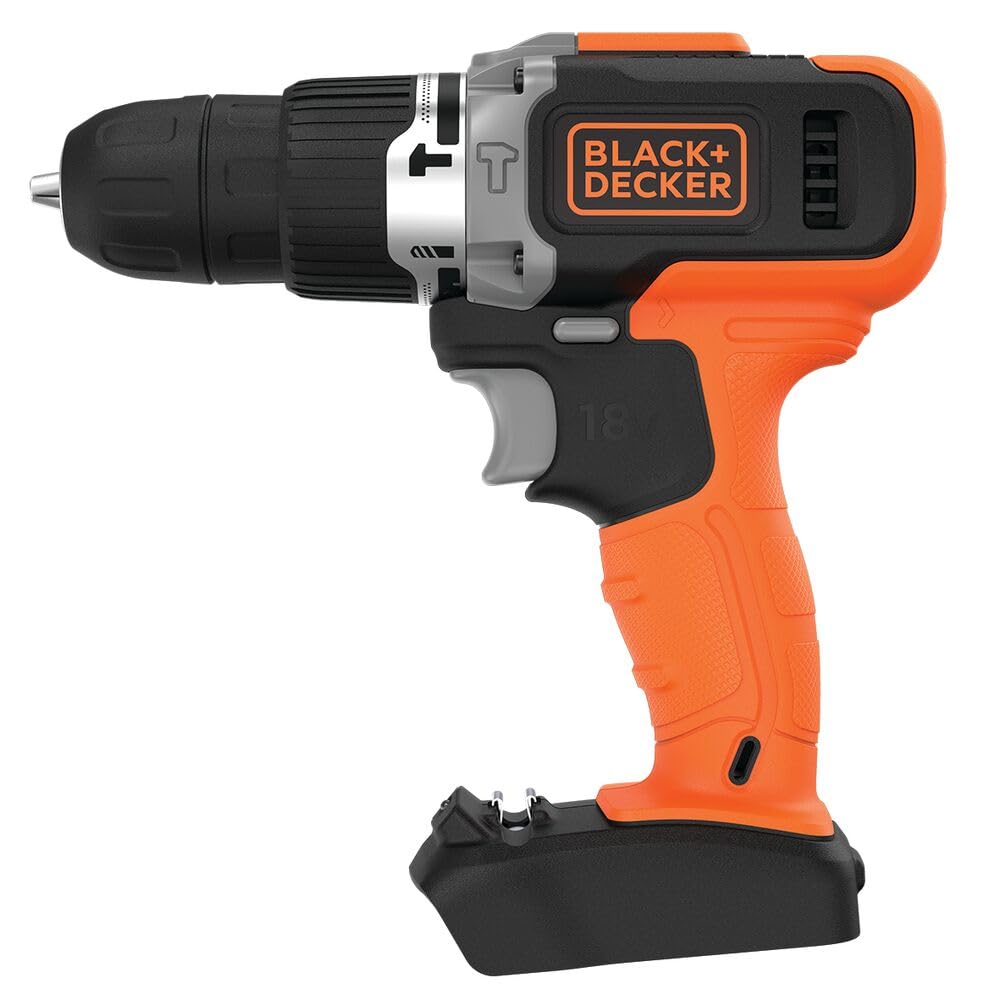 BLACK+DECKER TRAPANO/AVVITATORE A PERCUSSIONE 18V LITIO (UNITA' SENZA BATTERIA E CARICABATTERIE)- 20.250 colpi/min. 10 punti di regolazione. Velocità variabile. BCD003N-XJ