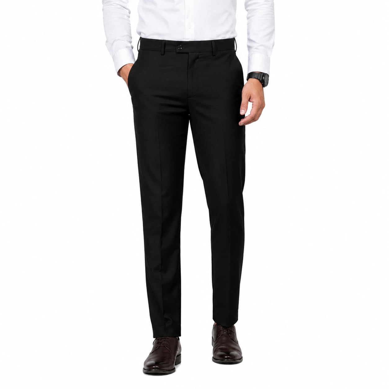 Men's Formal Trousers | Regular Fit Formal Pants for Men & Boys | Office Wear Solid Smart Business Casual Pants, Meetings & Weddings-image-35