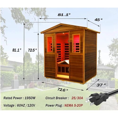 Image of LTCCDSS Ultra-Low EMF Outdoor Sauna 3 Person, Full Spectrum Red Cedar Far Infrared Sauna for Home, Folding Recliner| Chromotherapys| Bluetooth Speakers| Near&Mid Infrared Therapy