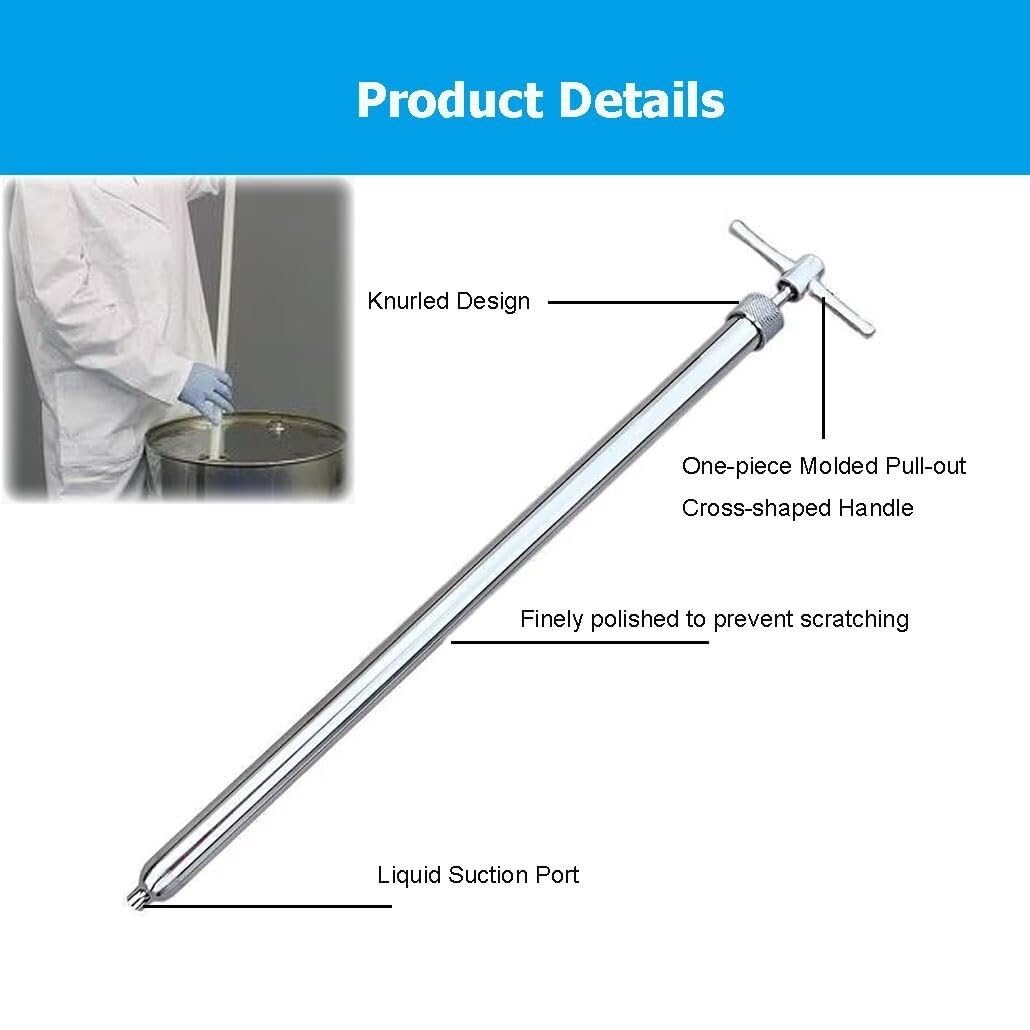 Muestreador de Líquidos Inox 304 0,5-1,5m | Muestreador de Líquidos Duradero de Acero Inoxidable para Fluidos Viscosos(1m/3.3'-340ml)