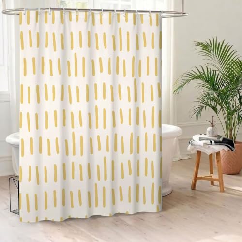 Rideau de douche 180x180 cm jaune et blanc Y1#462 en polyester lavable - 3