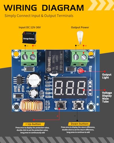 2pcs 12V-36V DC Digital Low Voltage Protector Disconnect Switch Cut Off Over Discharge Protection Module for Lead Acid Lithium Battery Solar Panel Lighting System2