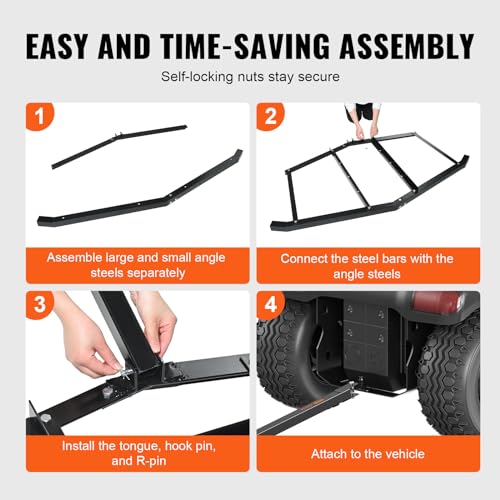 Vevor DRIVEWAY 66’’ Drag 66 Inch Width, Tow Behind Drag Harrow 35 Inch Length, 4 Inch Height, Driveway Tractor Harrow With 2 Adjustable Bars, Heavy Duty Steel, Driveway Grader For Atv, Utv, Garden Lawn Tractors thumb #4