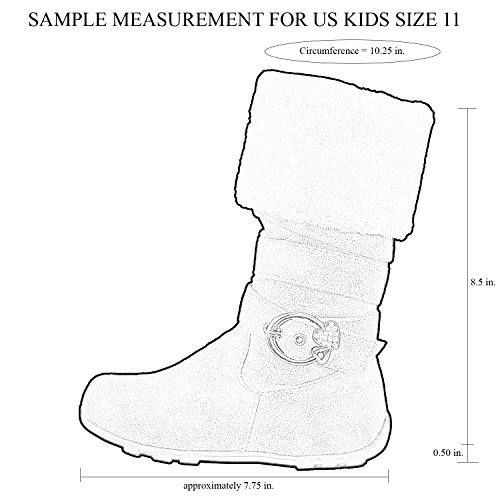 Kids Mid Calf Boots Fur Cuff Heart Buckle Accent Casual Comfort Shoes Pink2