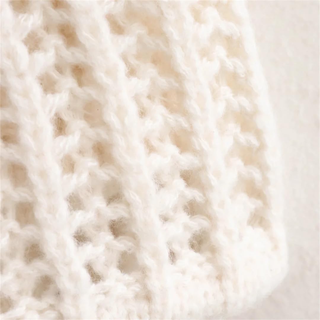 Maglione da donna casual con lacci a girocollo a maniche corte Top Loose Fit Knit Pullover