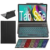 Samsung Galaxy Tab S5e 2019 Case with Keyboard Backlights Ultra Thin PU Leather Slim Folio Stand Cover Removable Wireless Bluetooth Backlit Keyboard Case for Galaxy Tab S5e T720 T725 10.5