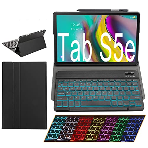 Flash Sale Buy 1 get 1 Samsung Galaxy Tab A7 Case with Keyboard Ultra-Thin PU Leather Slim Folio Stand Cover Removable Wireless Bluetooth Backlit Keyboard for 2020 Galaxy Tab A7 10.4" SM-T500/T505/T507 (ST720-Black)