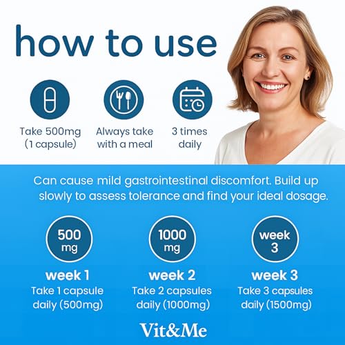 Berberine Supplement 90 Capsules, Flexible Dosage 500mg - 1000mg - 1500mg | 98% Pure Berberine HCL Clean High Strength | Blood Sugar Support, AMPK Metabolism, Heart & Gut Health, Vegan Non-GMO Vit&Me - Image 8