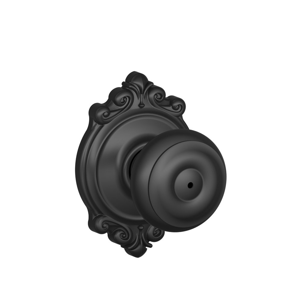 SCHLAGE Georgian Bed/Bath Privacy Door Knob with Lock, Matte Black