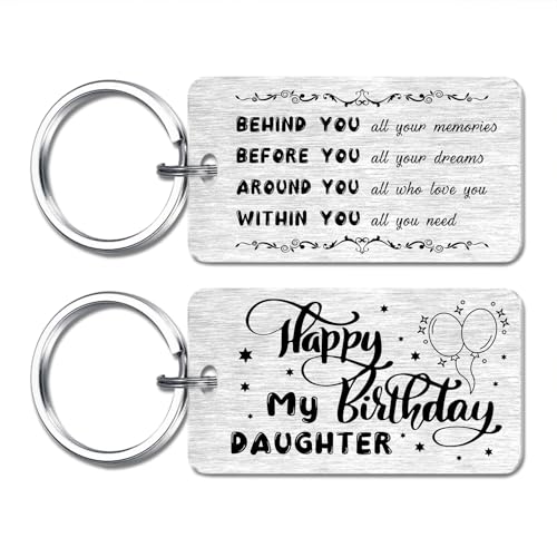 Daughter Birthday Keychain from Mom Dad, Happy Birthday Daughter Gifts, Personalized Engraved Daughter Birthday Gifts