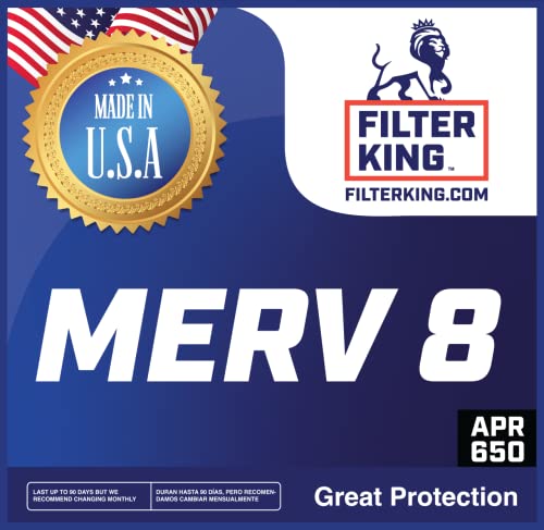 Image of Filter King 24x24x1 Air Filter (MERV 8) (6-Pack) Dust & Allergy Control AC Furnace Filters, MADE IN USA, HVAC, Pleated, Electrostatic (Actual Size: 23.5 x 23.5 x .75)