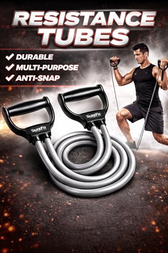 Image of SUREFIT Double Spring Tummy Trimmer, Resistance Toning Tube, Ab Roller & Push-Up Bar 4-in-1 Home Gym Combo Full Body Fitness Kit for Men & Women | Black (Maroon)
